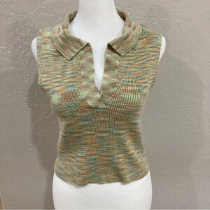 🩵 2/$15 Hazel Moon Multicolor Knit V-Neck Crop Top Size XL